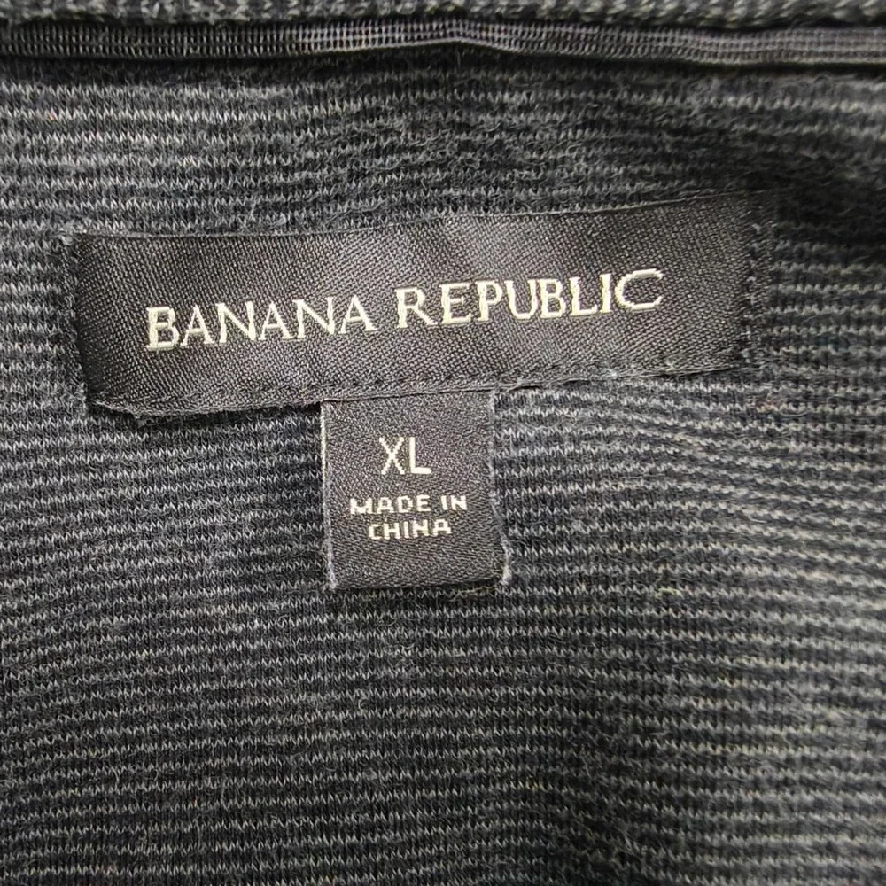 Banana Republic Mens Black Ribbed Short Sleeve Polo Shirt XL